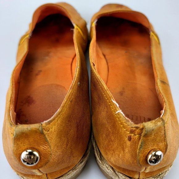 STUART WEITZMAN Orange Espadrille Slip-on Flats 8 Beige Suede Leather Sneakers - Picture 9 of 14